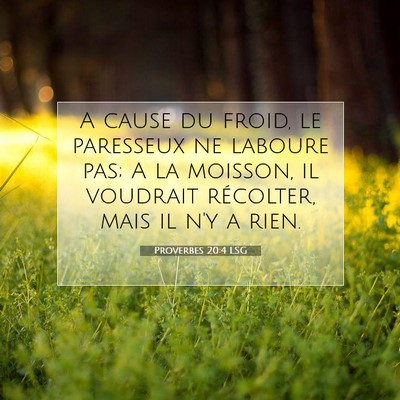 Picture 07 - Proverbes 20:4 LSG - A cause du froid, le paresseux ne laboure pas; A - Bible Verse Picture