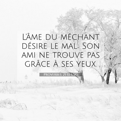 Picture 07 - Proverbes 21:10 LSG - L'âme du méchant désire le mal; Son ami ne - Bible Verse Picture