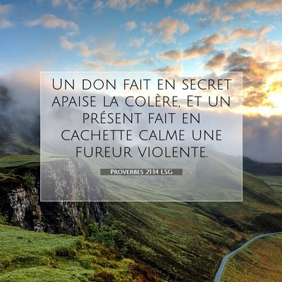 Picture 07 - Proverbes 21:14 LSG - Un don fait en secret apaise la colère, Et un - Bible Verse Picture