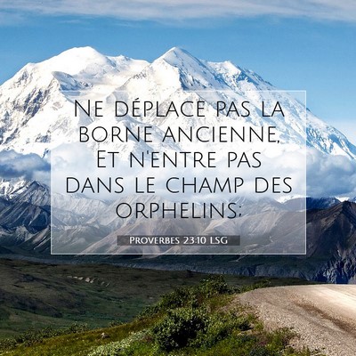 Picture 07 - Proverbes 23:10 LSG - Ne déplace pas la borne ancienne, Et n'entre pas - Bible Verse Picture