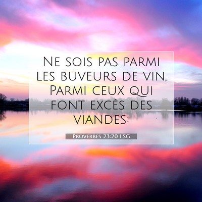 Picture 07 - Proverbes 23:20 LSG - Ne sois pas parmi les buveurs de vin, Parmi ceux - Bible Verse Picture
