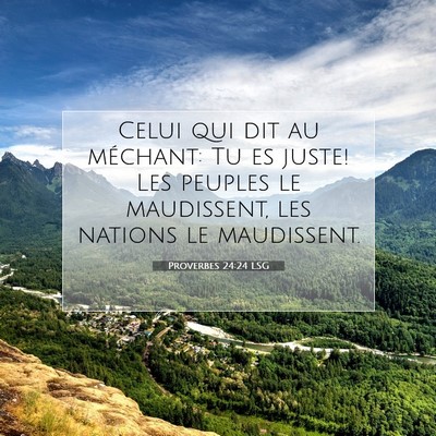 Picture 07 - Proverbes 24:24 LSG - Celui qui dit au méchant: Tu es juste! Les - Bible Verse Picture