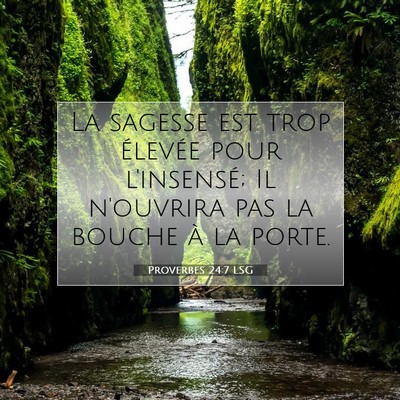 Picture 07 - Proverbes 24:7 LSG - La sagesse est trop élevée pour l'insensé; Il - Bible Verse Picture