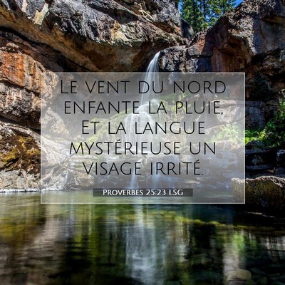 Picture 07 - Proverbes 25:23 LSG - Le vent du nord enfante la pluie, Et la langue - Bible Verse Picture