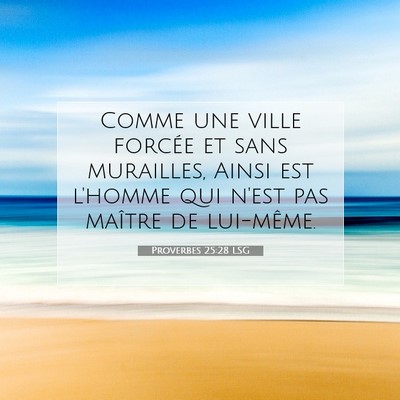 Picture 07 - Proverbes 25:28 LSG - Comme une ville forcée et sans murailles, Ainsi - Bible Verse Picture