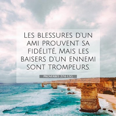 Picture 07 - Proverbes 27:6 LSG - Les blessures d'un ami prouvent sa fidélité, - Bible Verse Picture