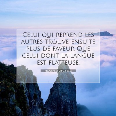 Picture 07 - Proverbes 28:23 LSG - Celui qui reprend les autres trouve ensuite plus - Bible Verse Picture