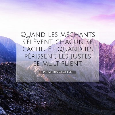 Picture 07 - Proverbes 28:28 LSG - Quand les méchants s'élèvent, chacun se cache; - Bible Verse Picture