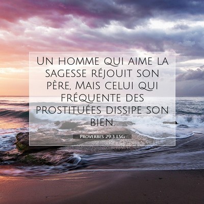Picture 07 - Proverbes 29:3 LSG - Un homme qui aime la sagesse réjouit son père, - Bible Verse Picture