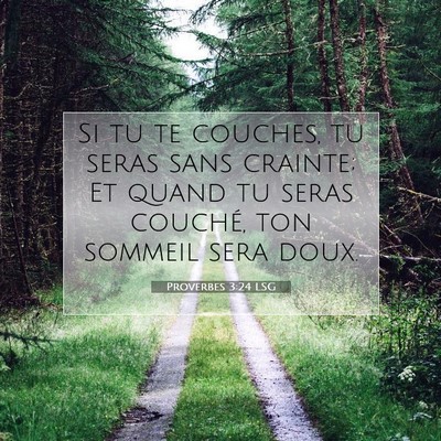 Picture 07 - Proverbes 3:24 LSG - Si tu te couches, tu seras sans crainte; Et quand - Bible Verse Picture