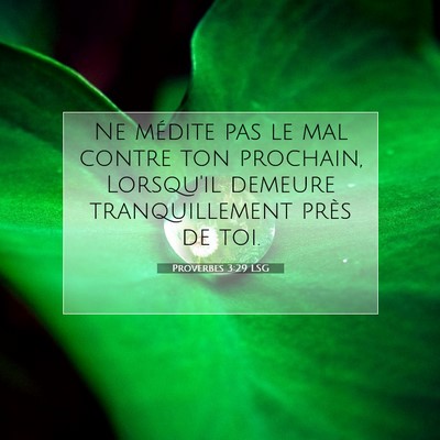 Picture 07 - Proverbes 3:29 LSG - Ne médite pas le mal contre ton prochain, - Bible Verse Picture