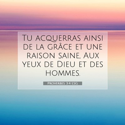 Picture 07 - Proverbes 3:4 LSG - Tu acquerras ainsi de la grâce et une raison - Bible Verse Picture
