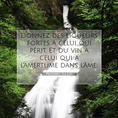 Picture 07 - Proverbes 31:6 LSG - Donnez des liqueurs fortes à celui qui périt, - Bible Verse Picture