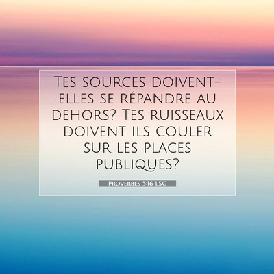 Picture 07 - Proverbes 5:16 LSG - Tes sources doivent-elles se répandre au dehors? - Bible Verse Picture
