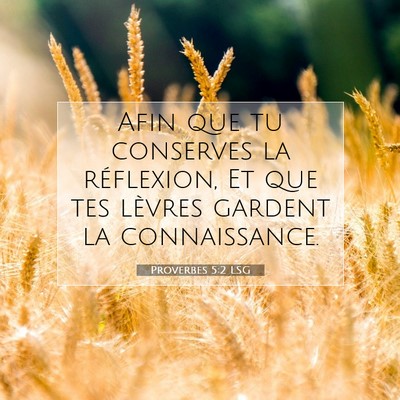 Picture 07 - Proverbes 5:2 LSG - Afin que tu conserves la réflexion, Et que tes - Bible Verse Picture
