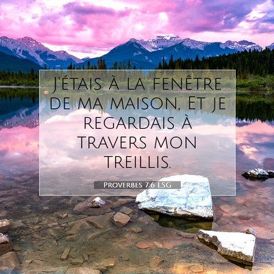 Picture 07 - Proverbes 7:6 LSG - J'étais à la fenêtre de ma maison, Et je - Bible Verse Picture
