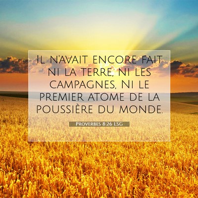Picture 07 - Proverbes 8:26 LSG - Il n'avait encore fait ni la terre, ni les - Bible Verse Picture