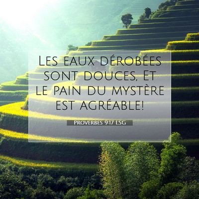 Picture 07 - Proverbes 9:17 LSG - Les eaux dérobées sont douces, Et le pain du - Bible Verse Picture
