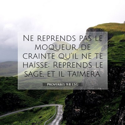 Picture 07 - Proverbes 9:8 LSG - Ne reprends pas le moqueur, de crainte qu'il ne - Bible Verse Picture