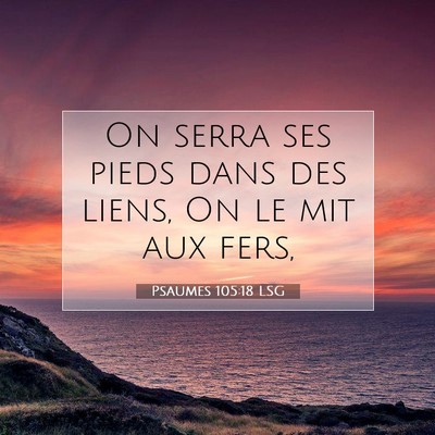 Picture 07 - Psaumes 105:18 LSG - On serra ses pieds dans des liens, On le mit aux - Bible Verse Picture