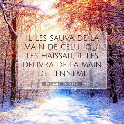 Picture 07 - Psaumes 106:10 LSG - Il les sauva de la main de celui qui les - Bible Verse Picture