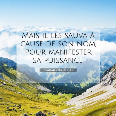 Picture 07 - Psaumes 106:8 LSG - Mais il les sauva à cause de son nom, Pour - Bible Verse Picture