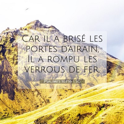 Picture 07 - Psaumes 107:16 LSG - Car il a brisé les portes d'airain, Il a rompu - Bible Verse Picture