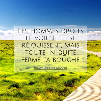 Picture 07 - Psaumes 107:42 LSG - Les hommes droits le voient et se réjouissent, - Bible Verse Picture