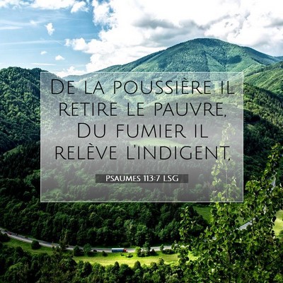 Picture 07 - Psaumes 113:7 LSG - De la poussière il retire le pauvre, Du fumier - Bible Verse Picture