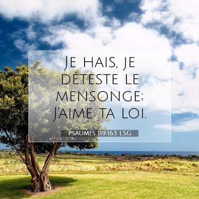 Picture 07 - Psaumes 119:163 LSG - Je hais, je déteste le mensonge; J'aime ta - Bible Verse Picture