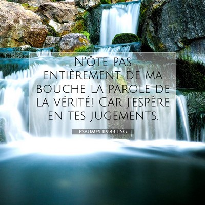 Picture 07 - Psaumes 119:43 LSG - N'ôte pas entièrement de ma bouche la parole de - Bible Verse Picture