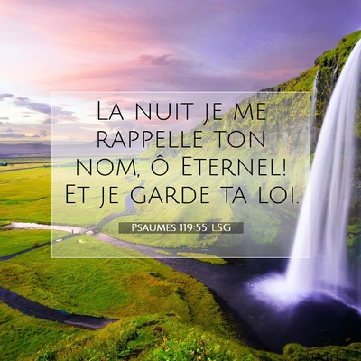 Picture 07 - Psaumes 119:55 LSG - La nuit je me rappelle ton nom, ô Eternel! Et je - Bible Verse Picture