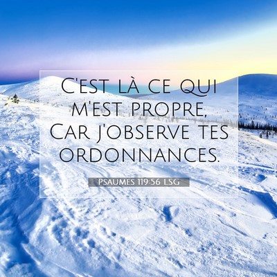 Picture 07 - Psaumes 119:56 LSG - C'est là ce qui m'est propre, Car j'observe tes - Bible Verse Picture