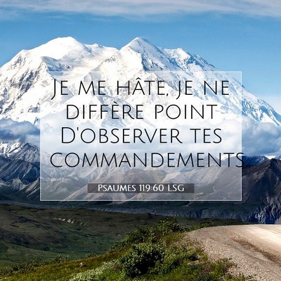 Picture 07 - Psaumes 119:60 LSG - Je me hâte, je ne diffère point D'observer tes - Bible Verse Picture