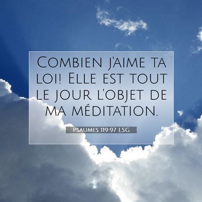 Picture 07 - Psaumes 119:97 LSG - Combien j'aime ta loi! Elle est tout le jour - Bible Verse Picture