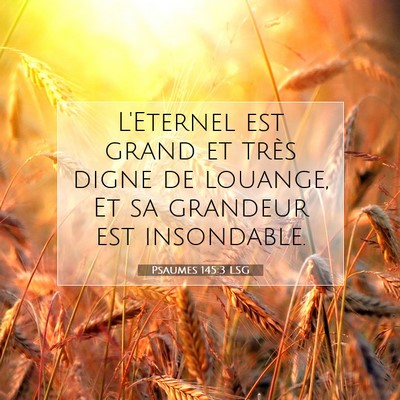 Picture 07 - Psaumes 145:3 LSG - L'Eternel est grand et très digne de louange, Et - Bible Verse Picture
