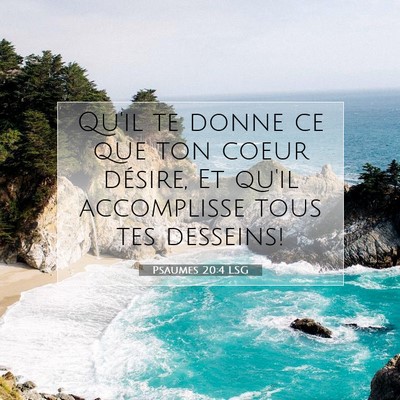 Picture 07 - Psaumes 20:4 LSG - Qu'il te donne ce que ton coeur désire, Et qu'il - Bible Verse Picture