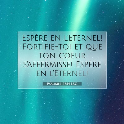 Picture 07 - Psaumes 27:14 LSG - Espère en l'Eternel! Fortifie-toi et que ton - Bible Verse Picture