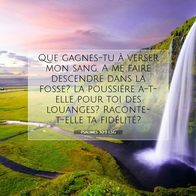 Picture 07 - Psaumes 30:9 LSG - Que gagnes-tu à verser mon sang, A me faire - Bible Verse Picture