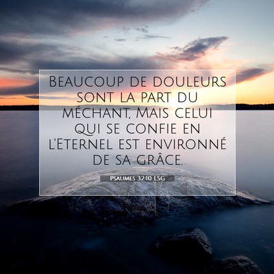 Picture 07 - Psaumes 32:10 LSG - Beaucoup de douleurs sont la part du méchant, - Bible Verse Picture
