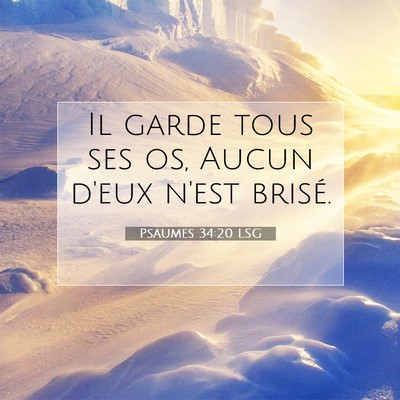 Picture 07 - Psaumes 34:20 LSG - Il garde tous ses os, Aucun d'eux n'est - Bible Verse Picture