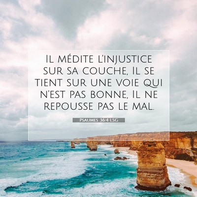 Picture 07 - Psaumes 36:4 LSG - Il médite l'injustice sur sa couche, Il se tient - Bible Verse Picture