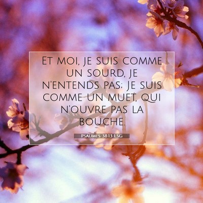 Picture 07 - Psaumes 38:13 LSG - Et moi, je suis comme un sourd, je n'entends pas; - Bible Verse Picture