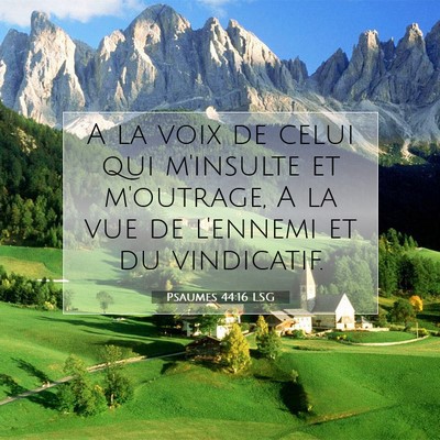 Picture 07 - Psaumes 44:16 LSG - A la voix de celui qui m'insulte et m'outrage, A - Bible Verse Picture