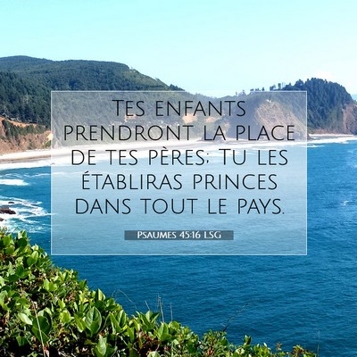 Picture 07 - Psaumes 45:16 LSG - Tes enfants prendront la place de tes pères; Tu - Bible Verse Picture