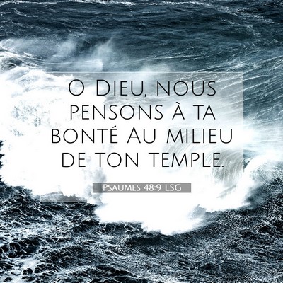 Picture 07 - Psaumes 48:9 LSG - O Dieu, nous pensons à ta bonté Au milieu de - Bible Verse Picture