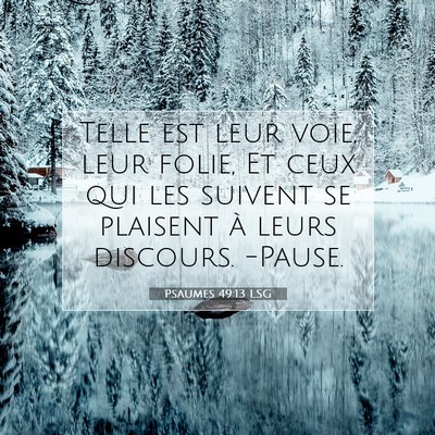 Picture 07 - Psaumes 49:13 LSG - Telle est leur voie, leur folie, Et ceux qui les - Bible Verse Picture
