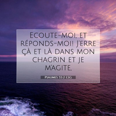Picture 07 - Psaumes 55:2 LSG - Ecoute-moi, et réponds-moi! J'erre çà et là - Bible Verse Picture