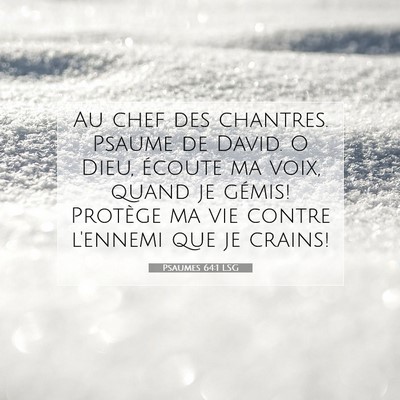 Picture 07 - Psaumes 64:1 LSG - Au chef des chantres. Psaume de David. O Dieu, - Bible Verse Picture