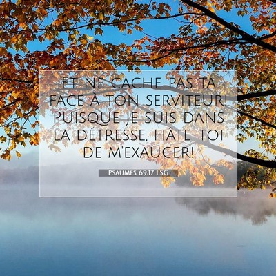 Picture 07 - Psaumes 69:17 LSG - Et ne cache pas ta face à ton serviteur! Puisque - Bible Verse Picture